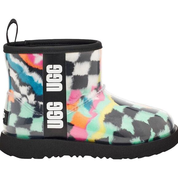 Ugg Kids Classic Clear Checkerboard Waterproof Boot - 10 M Black Multi - Picture 2 of 5